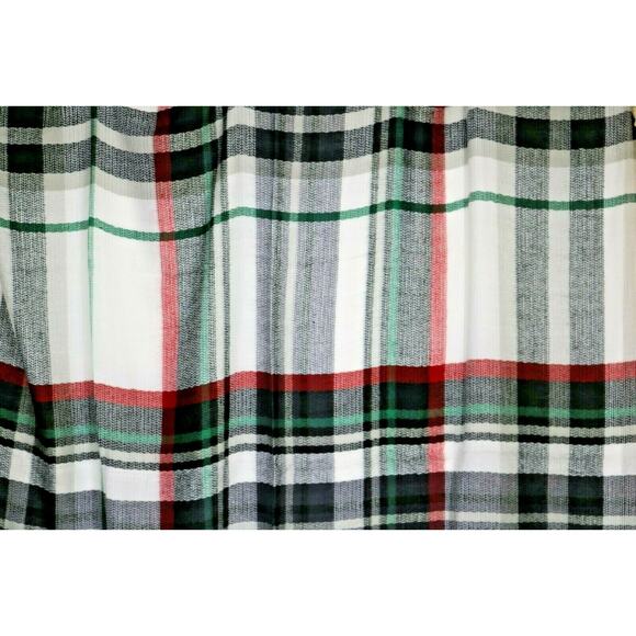 Womens White Black Red Green Plaid Scarf - Picture 2 of 4
